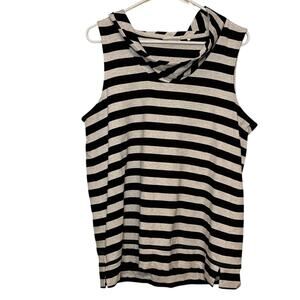 Foil Women’s Striped Black and White Sleeveless Top with Cowl Neck Size Large